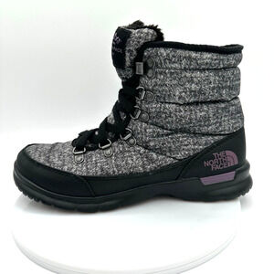 TNF The North Face ThermoBall Lace II Boots Womens 6 Grey Insulated Quilted NWOT